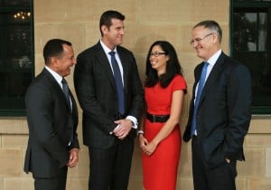 News Corporation and Westpac launch the ANZAC to Afghanistan: Learn the legend event at the Victoria Army barracks in Paddington. A series of ANZAC coins will be available through News Corp papers around the country. L-R George Frazis, Westpac Chief Executive, Consumer Bank, Ben Roberts-Smith VC, Leesa Kwok and Michael Miller, News Corp Australia. Picture: Toby Zerna