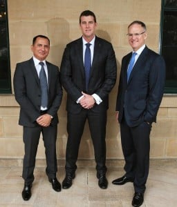 News Corporation and Westpac launch the ANZAC to Afghanistan: Learn the legend event at the Victoria Army barracks in Paddington. A series of ANZAC coins will be available through News Corp papers around the country. L-R George Frazis, Westpac Chief Executive, Consumer Bank, Ben Roberts-Smith VC and Michael Miller, News Corp Australia. Picture: Toby Zerna