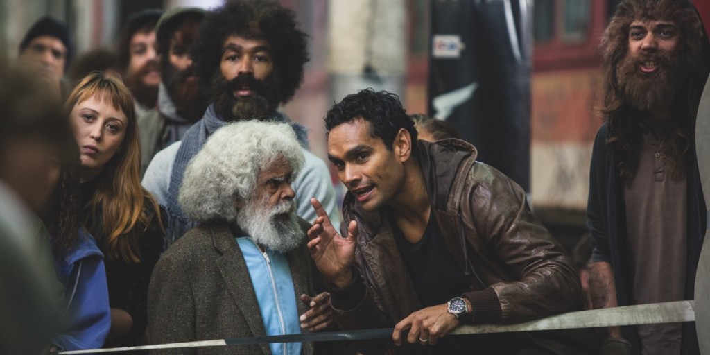 Jack Charles as Uncle Jimmy with Waruu West played by Rob Collins