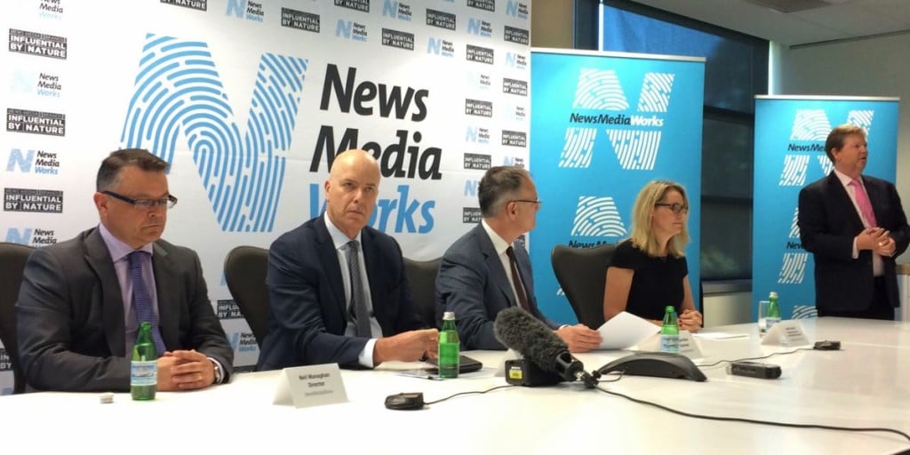 Australian Regional Media CEO Neil Monaghan, Fairfax Media CEO Greg Hywood, News Corp Australasia executive chairman Michael Miller, Standard Media Index managing director Jane Schulze and NewsMediaWorks CEO Mark Hollands