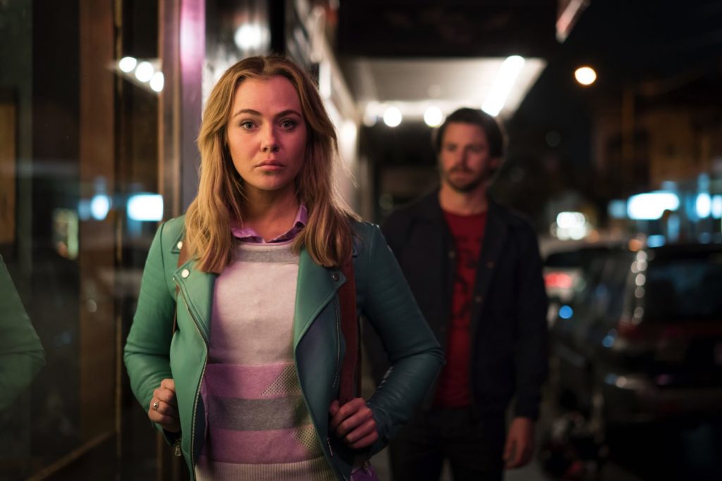 Jessica Marais with blurry co-star Ian Meadows