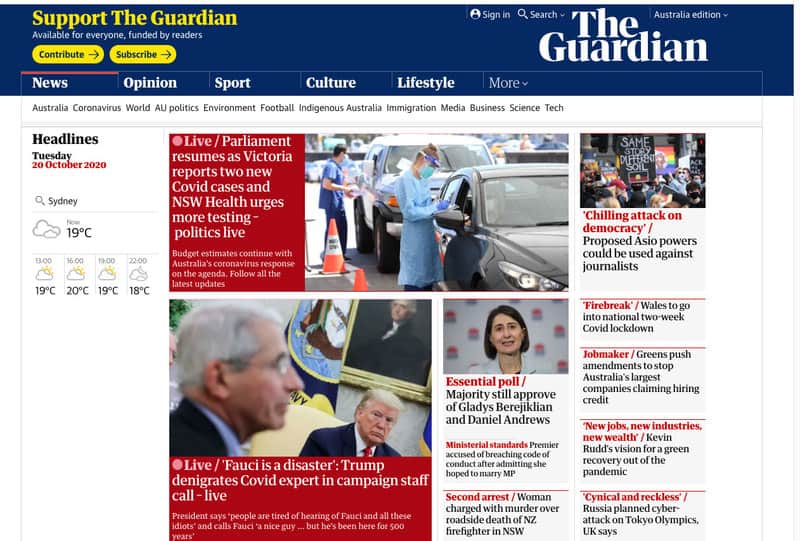 the guardian australia home page