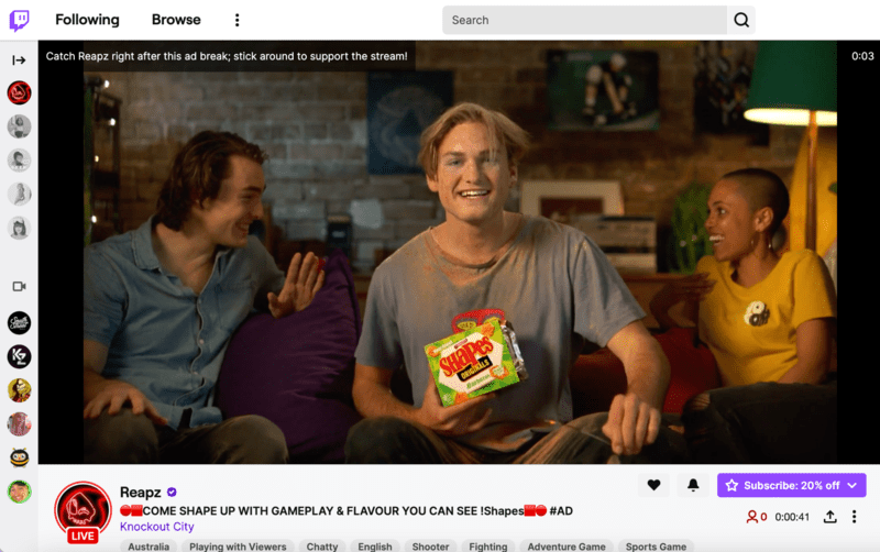 Arnott's Group Shapes x Twitch