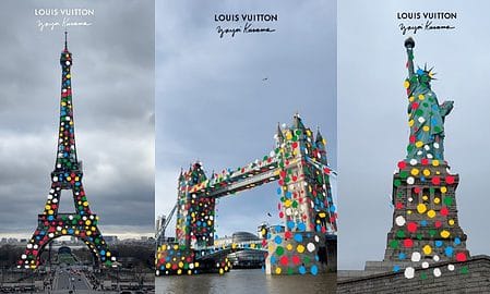 Snap - Louis VuittonXYayoi Kusama on the Eiffe Tower, Tower Bridge and Statue of Liberty