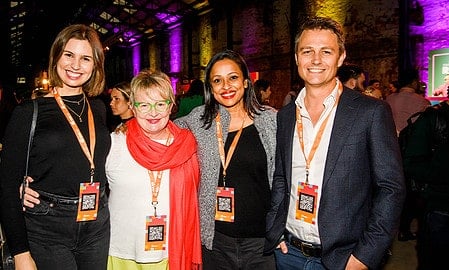 re vision ThinkTV’s Kim Portrate with IAG’s Bronny Sivell, Suncorp’s Rapthi Thanapalasingam and Nine’s Ben Campbell