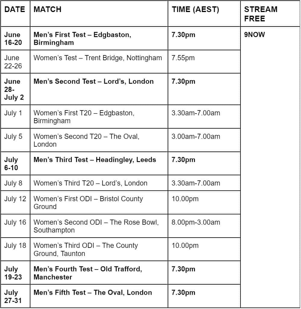 ashes schedule 2023