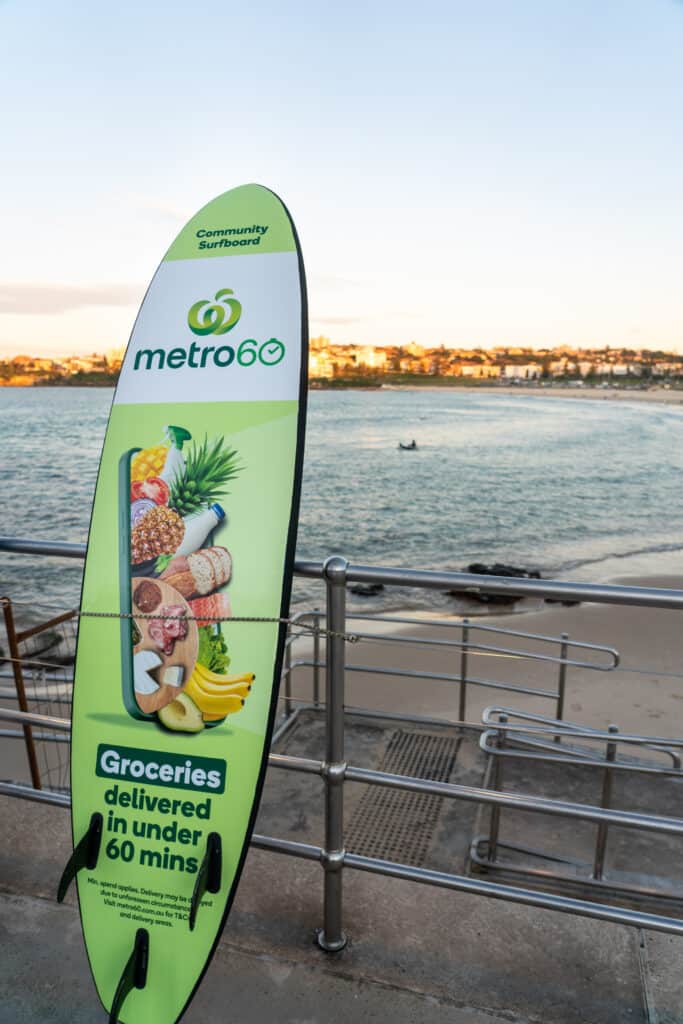 Branding surfboards at Bondi for Woolworths