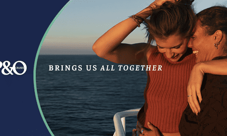 P&O Cruises Brings Us All Together campaign imagery of women on ship