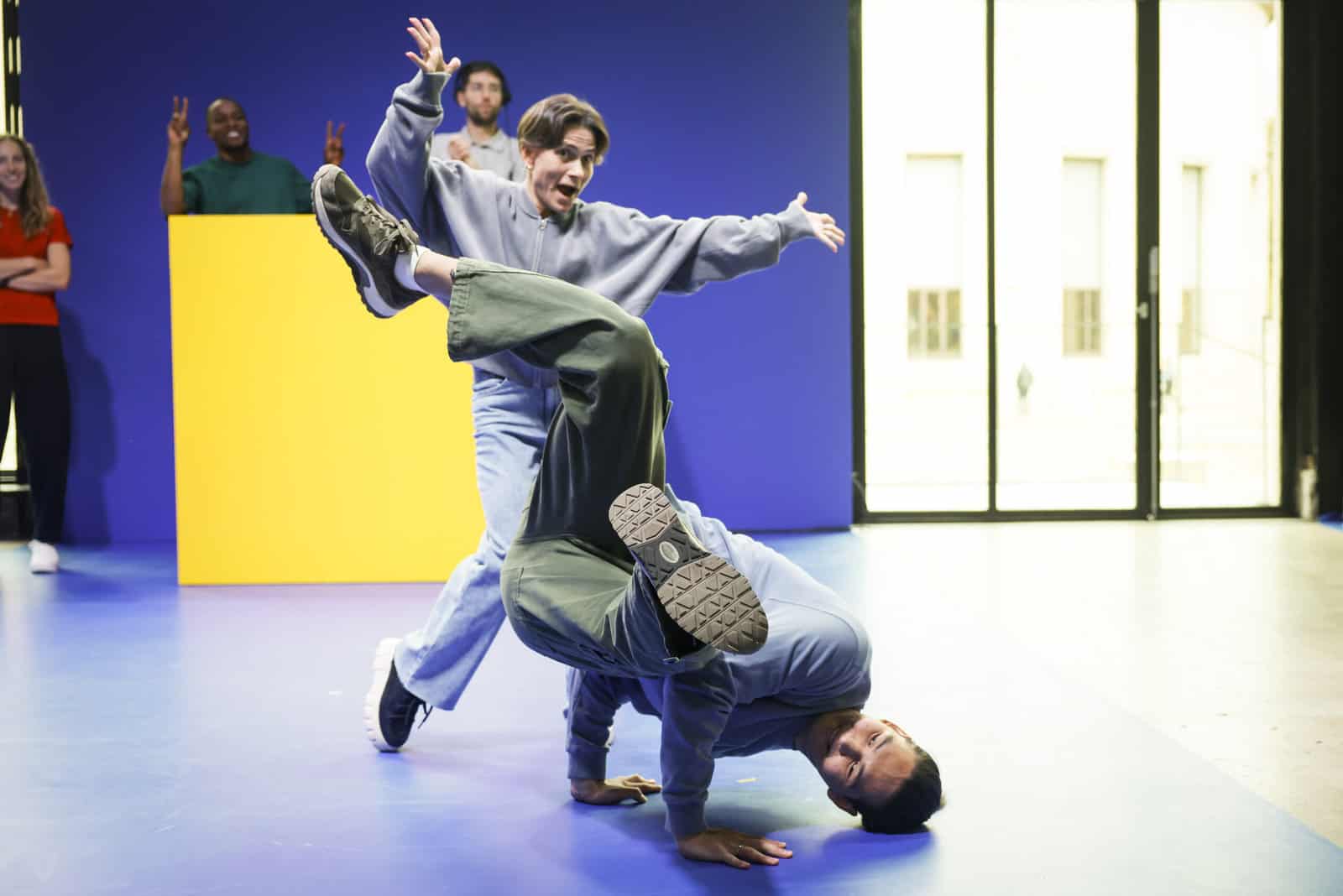 Oksana Chusovitina and Ardan Galymuly at the Paris 2024 Team Visa Summit participate in a branding workshop on Wednesday, Nov. 1, 2023 at the Palais de Tokyo in Paris.(Thomas Padilla/AP Images for Visa)