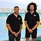 ABC sports presenters Sam Wykes, Tinirau Arona and Anna-Liza Mopio-Jane in Honiara