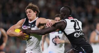 TV Ratings - AFL Charlie Curnows tackled by Aliir Aliir