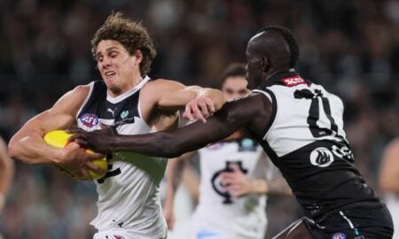 TV Ratings - AFL Charlie Curnows tackled by Aliir Aliir