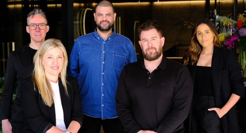 Publicis Groupe ANZ Fluent Team. Pictured: Peter Galmes, Skye Lambley, Dan Tintner, Davy Rennie & Christine Yangoyan