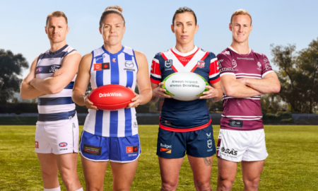 Enthral and Drinkwise campaign - Patrick Dangerfield, Emma Kearney, Sam Bremner and Daly Cherry-Evans