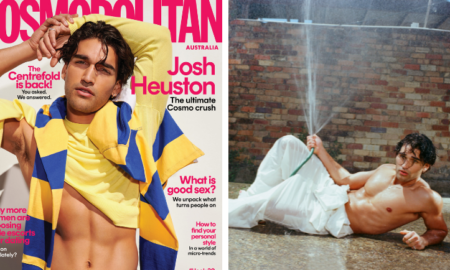Cover of Cosmopolitan and man lying on ground