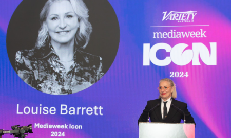 Louise Barrett collecting her award
