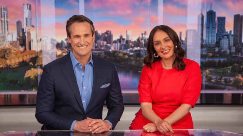 James Glenday (left) will replace Michael Rowland as co-host of News Breakfast, with Bridget Brennan. (right)