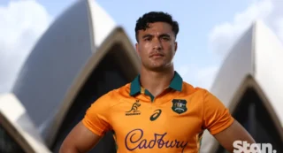 Wallabies superstar Joseph-Aukuso Suaalii in the 2025 Lions Tour jersey.