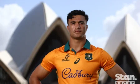 Wallabies superstar Joseph-Aukuso Suaalii in the 2025 Lions Tour jersey.