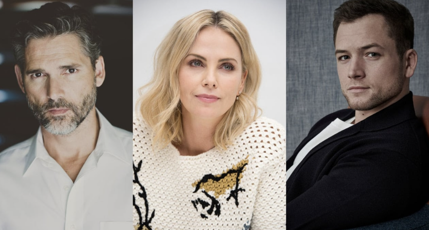 Eric Bana, Charlize Theron and Taron Egerton.