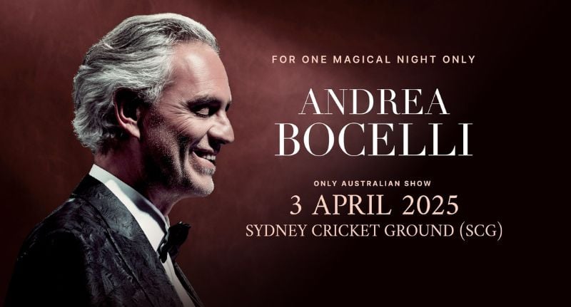 Andrea Bocelli to perform in Sydney.