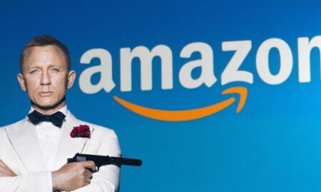 James Bond and Amazon logo.