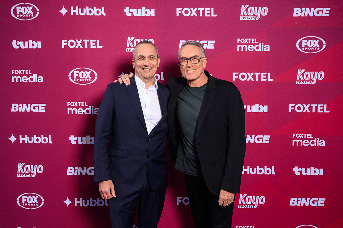 NRL boss Andrew Abdo and Foxtel CEO Patrick Delany