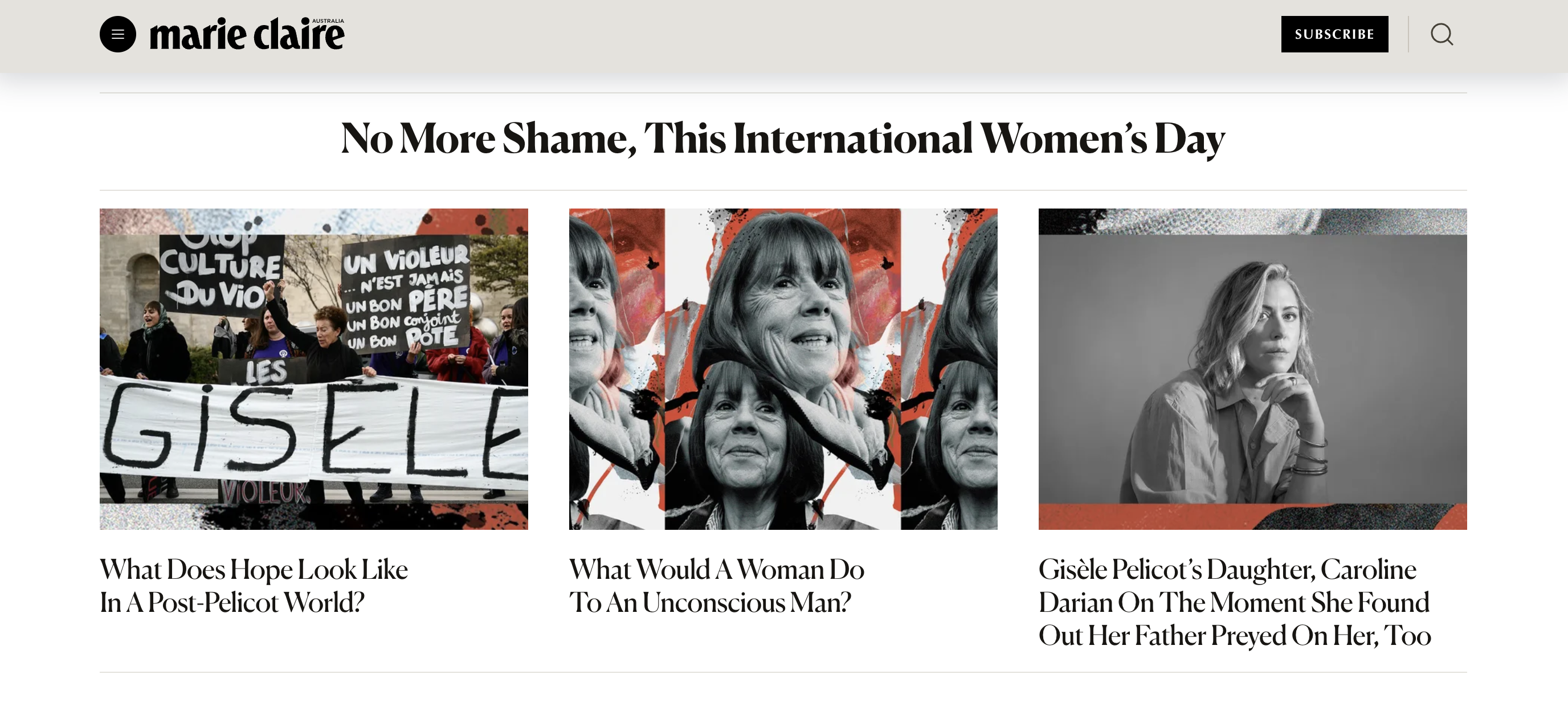 Some of the deeper pieces on the marie claire website marking International Women's Day.