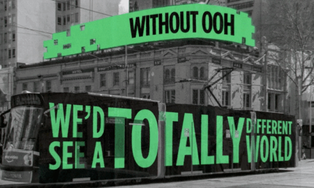 out of home campaign in black, white and green
