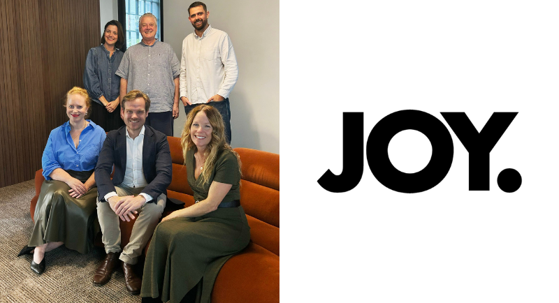 JOY - Back (LtR) Libby Young - Creative Director, Simon Rush - Principal, Matt Keegan, Partner Front (LtR) Amelia Thackway - General Manager, Phil Pollock - Partner, Luisa Paton - Head of Strateg