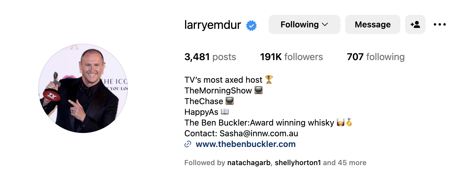 Emdur even jokes about being "TV's most axed man" on his own Instagram page