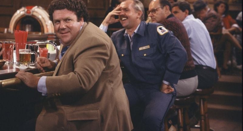 George Wendt on the set of 'Cheers'