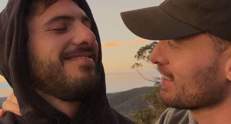 Josh and his 'husband' Stefano in a candid shot after their 'wedding'