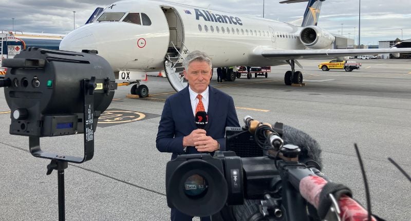 Riley, while on the 2025 campaign trail alongside Seven News cameraman Steve Quick, who Riley calls "the best in the business"