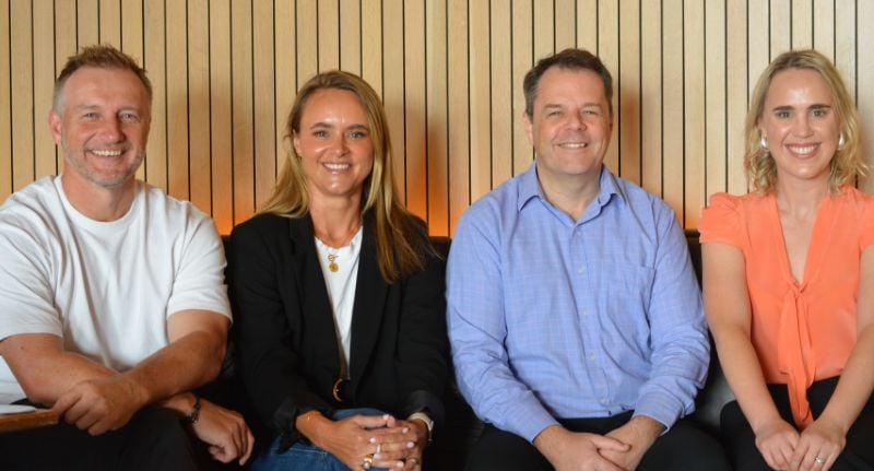 The AIC's Adam Elliott, The Village's Louise Wilson, AIC's Owen Joyce and The Village's Lauren Thornborough