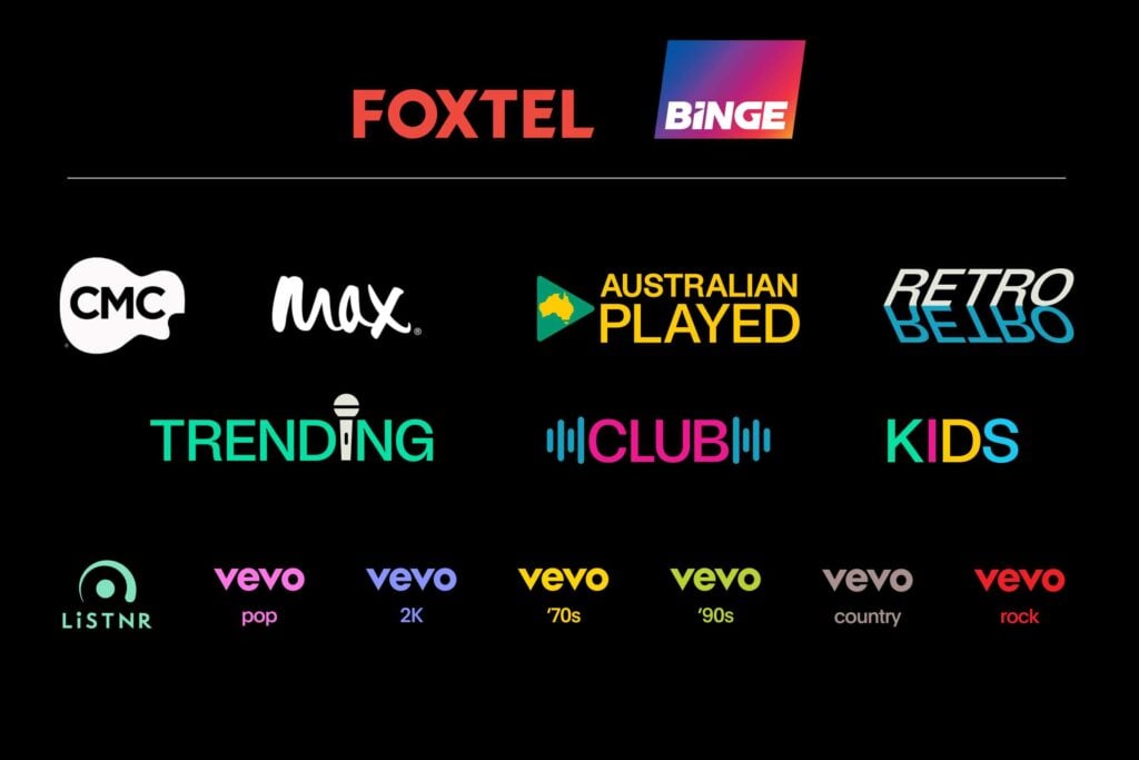 Foxtel's music channel lineup