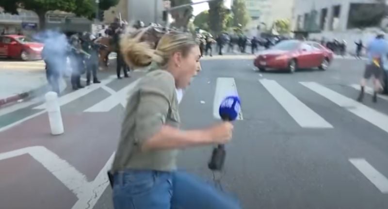 Lauren Tomasi after being shot on the scene of the LA Protests
