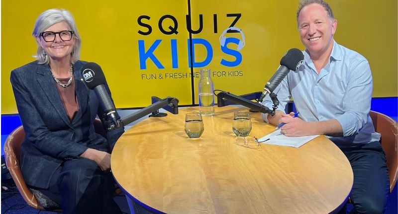 Squiz Kids director Bryce Corbett and Governor-General Sam Mostyn