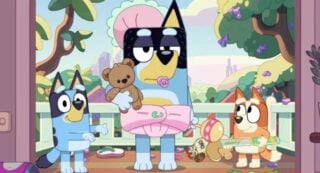 Bluey character Bandit in nappy