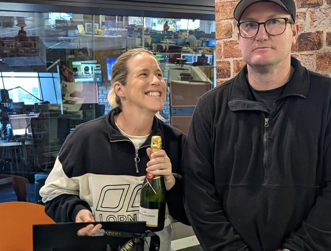 Lamb and Ellis goofing around on her last day