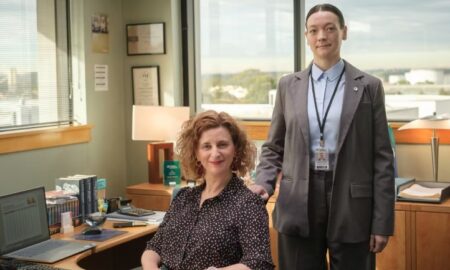 Promotional image for The Office featuring Felicity Ward