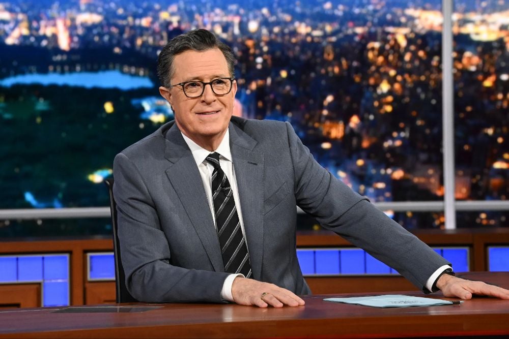 Stephen Colbert on set