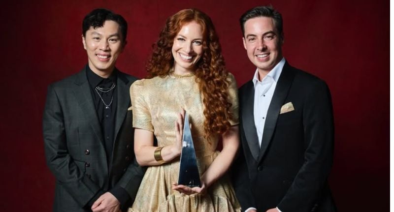 Elvin Lam, Emma Watkins and Oliver Brian with their 'Best Children's Album' ARIA, which they have won twice. Source: Instagram