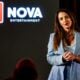 Nova's Nicole Bence on stage at the company's Infronts.