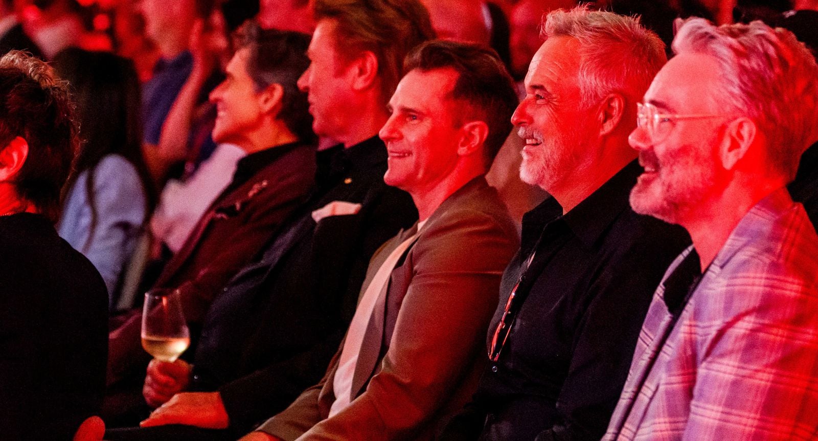 The audience at Nova’s Sydney Infronts, including Nova Podcast host Osher Günsberg and smoothFM presenters. L-R:, Richard Wilkins, David Campbell, Cam Daddo and Ty Frost.