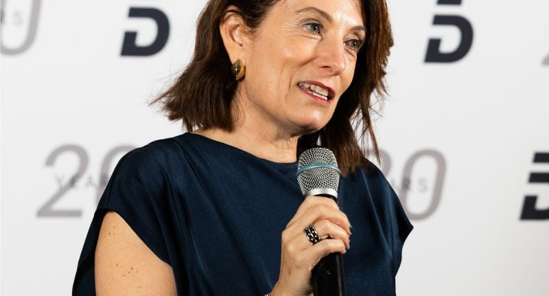 Lyndall Spooner gives her speech at 5D's 20th birthday event.