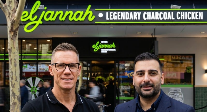 L-R: Emotive CEO Simon Joyce, El Jannah CMO Adam Issa