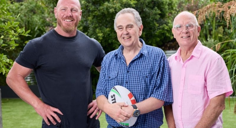 Pictured left to right: ABC NRL commentators Luke Lewis, Andrew Moore and John Gibbs