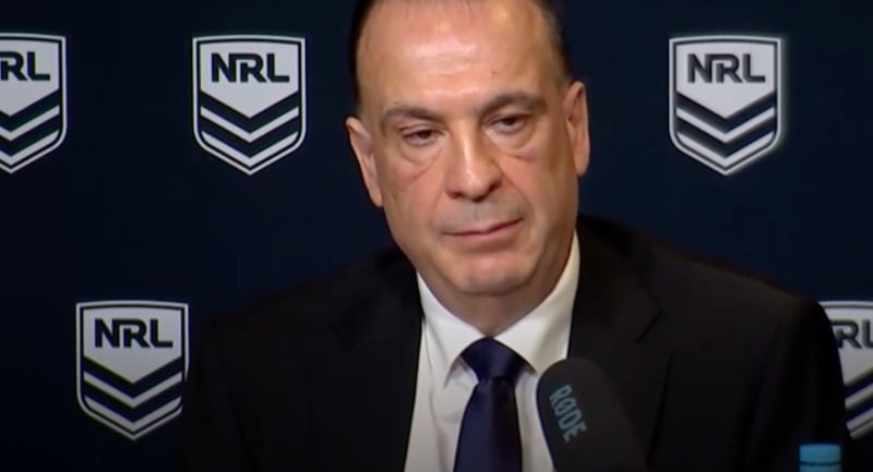Peter V'landys at today's press conference.