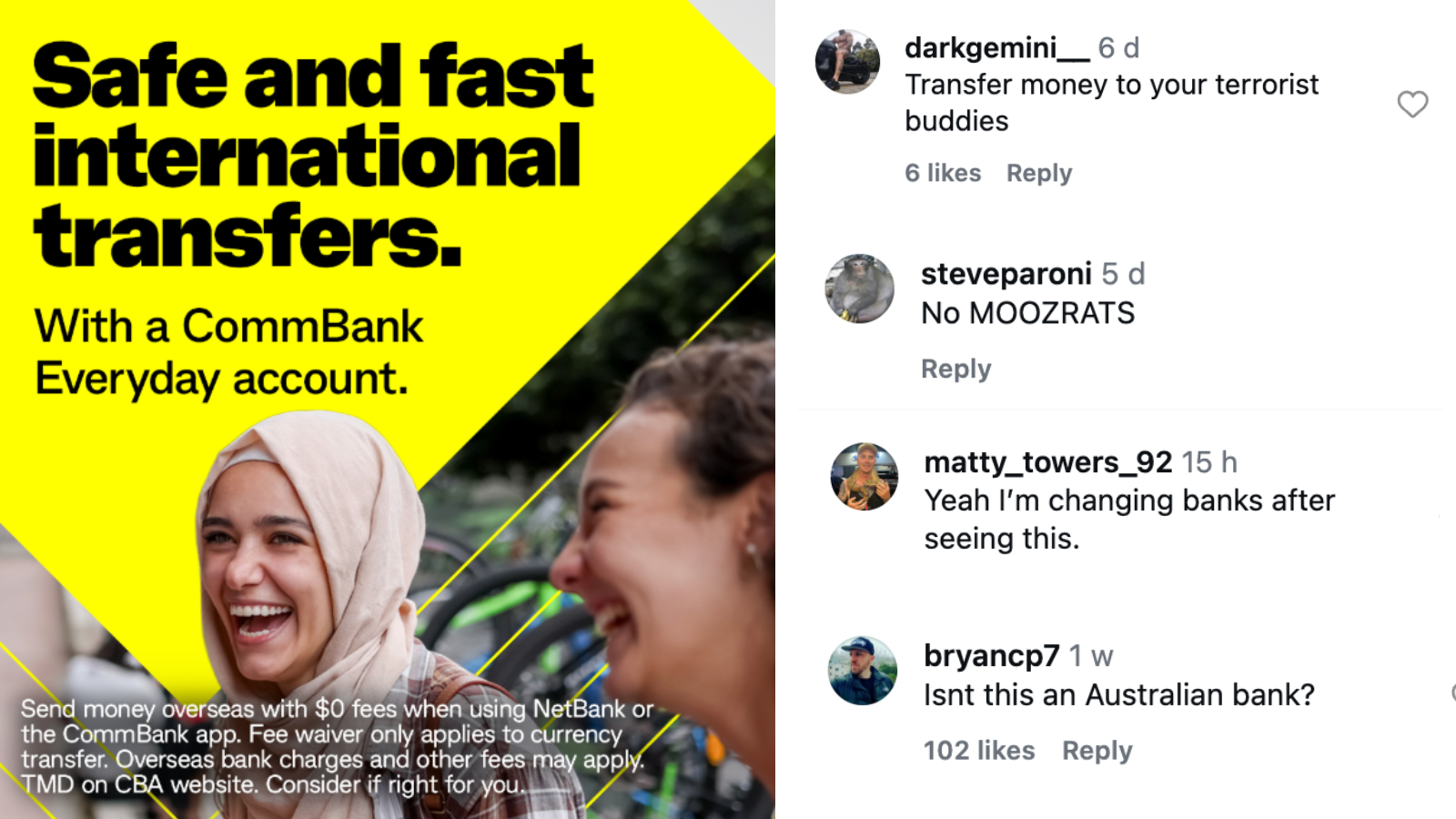CBA allows anti-Muslim comments on Instagram ad: 